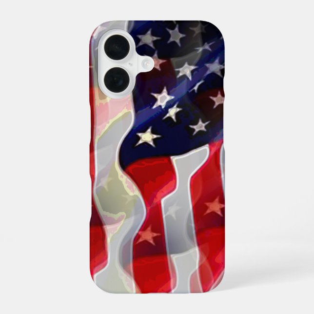 US American Flag iPhone 16 Case (Back)