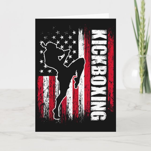 Us American Flag Kickboxing Fighter Kickboxer Mart Card (Front)