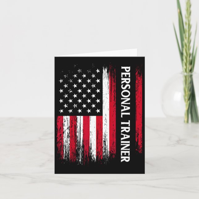 Us American Flag Personal Trainer Fitness Instruct Card (Front)