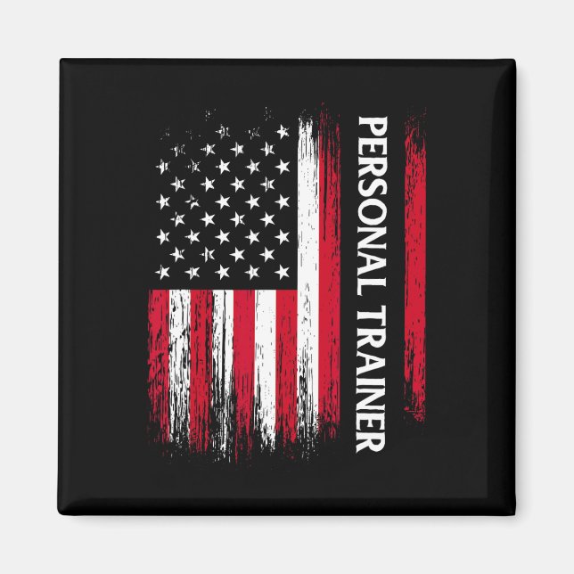 Us American Flag Personal Trainer Fitness Instruct Magnet (Front)
