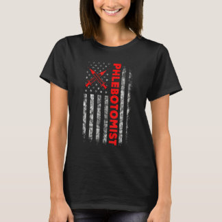 Us American Flag Phlebotomy Technician Phlebotomis T-Shirt