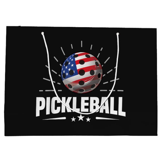 US American Flag Pickleball Player Large Gift Bag (Back)