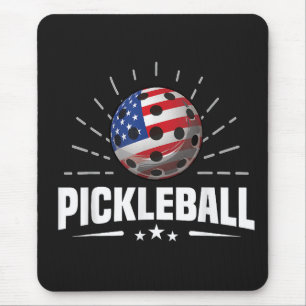 US American Flag Pickleball Player Mouse Pad
