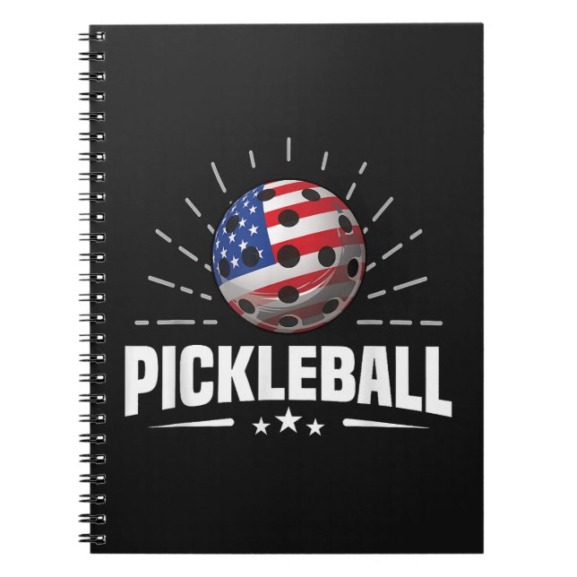 US American Flag Pickleball Player Notebook (Front)