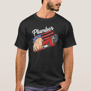 US American Flag Plumbing Pipefitter   Patriotic P T-Shirt