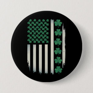 US American Flag Shamrocks St Patricks Day America 3 Inch Round Button