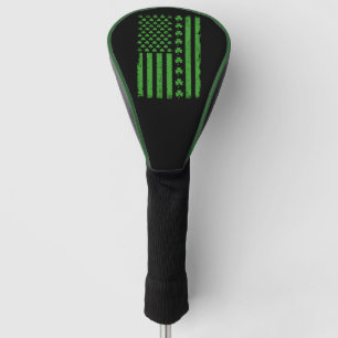 US American Flag Shamrocks St Patricks day Golf Head Cover