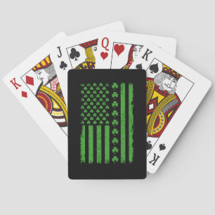 US American Flag Shamrocks St Patricks day Playing Cards