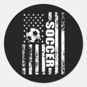 Us American Flag Soccer Patriotic Soccer  Classic Round Sticker