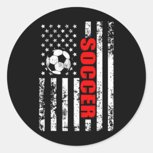 Us American Flag Soccer Patriotic Soccer Classic Round Sticker
