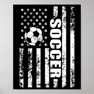 Us American Flag Soccer Patriotic Soccer Poster