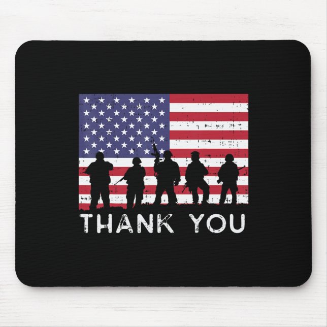 US American Flag Soldiers Thank You Memorial Day P Mouse Pad (Front)