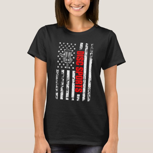 US American Flag Sports Patriotic Disc Golf T-Shirt (Front)