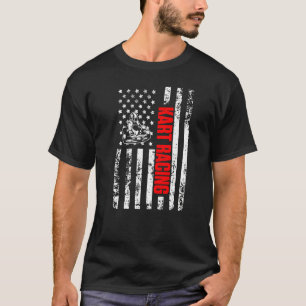 US American Flag Sports Patriotic Go Kart Racing P T-Shirt