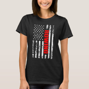 US American Flag Sports Patriotic Rowing T-Shirt