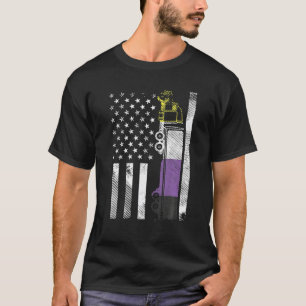 US American Flag Truck Nonbinary Enby NB Pride T-Shirt