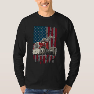 US American Flag USA Trucker Driving Big 18 Wheele T-Shirt