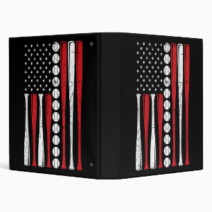 US American Flag Vintage Baseball Flag 4th Of July Binder