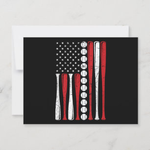 US American Flag Vintage Baseball Flag 4th Of July Postcard