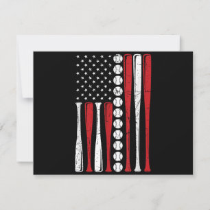 US American Flag Vintage Baseball Flag 4th Of July Thank You Card