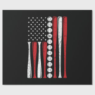 US American Flag Vintage Baseball Flag 4th Of July Wrapping Paper