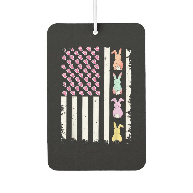 US American Flag with Bunny for Easter Day Air Freshener (Front)
