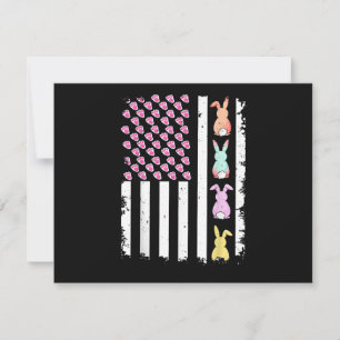 US American Flag with Bunny for Easter Day Invitation