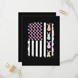 US American Flag with Bunny for Easter Day Invitation Postcard