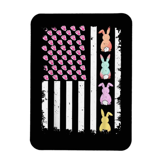 US American Flag with Bunny for Easter Day Magnet (Vertical)