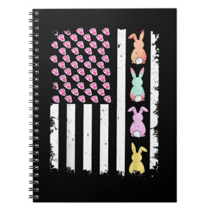 US American Flag with Bunny for Easter Day Notebook