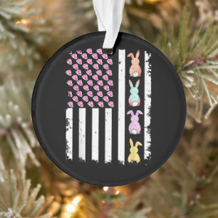 US American Flag with Bunny for Easter Day Ornament
