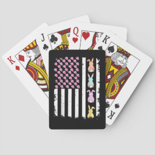 US American Flag with Bunny for Easter Day Playing Cards