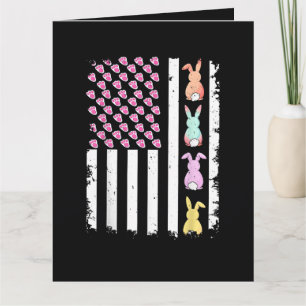 US American Flag with Bunny for Easter Day Thank You Card