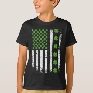 US American flag with shamrocks Boy T-Shirt