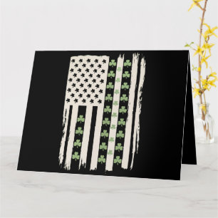 US American Flag With Shamrocks for St Patricks  Card