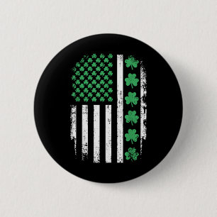 Us American Flag With Shamrocks For St Patricks Da 2 Inch Round Button