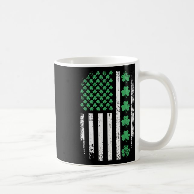 Us American Flag With Shamrocks For St Patricks Da Coffee Mug (Right)