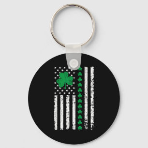 Us american flag with shamrocks for st patricks da keychain