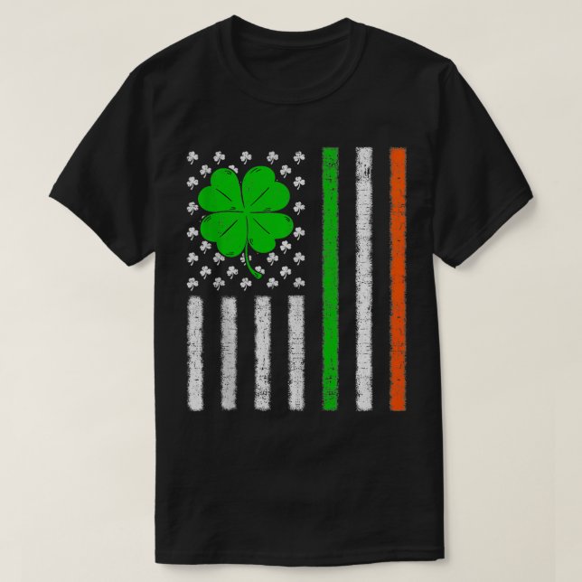 US American flag with Shamrocks for St Patricks da T-Shirt (Design Front)