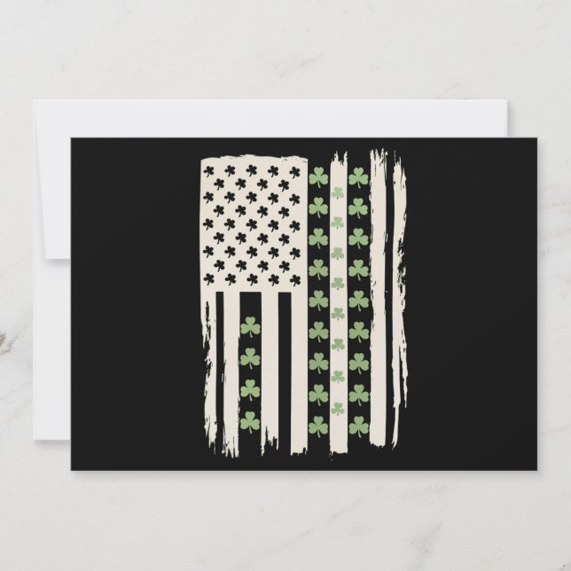 US American Flag With Shamrocks for St Patricks  Invitation (Front)