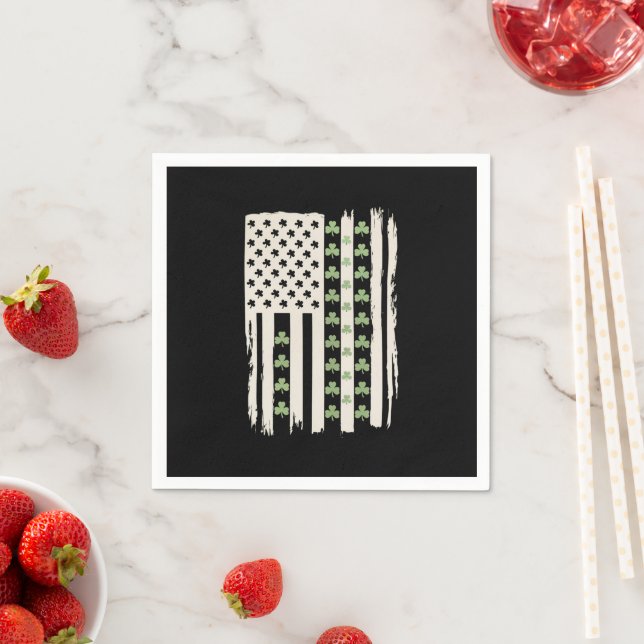US American Flag With Shamrocks for St Patricks  Napkin (Insitu)