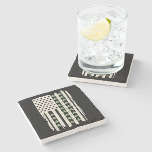 US American Flag With Shamrocks for St Patricks  Stone Coaster