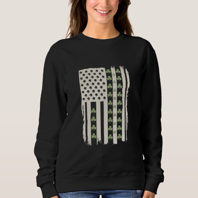 US American Flag With Shamrocks for St Patricks  Sweatshirt (Front)