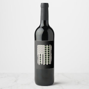 US American Flag With Shamrocks for St Patricks  Wine Label