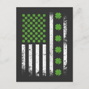 US American flag with shamrocks Postcard