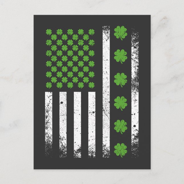 US American flag with shamrocks Postcard (Front)