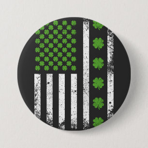 US American flag with shamrocks Round 3 Inch Round Button