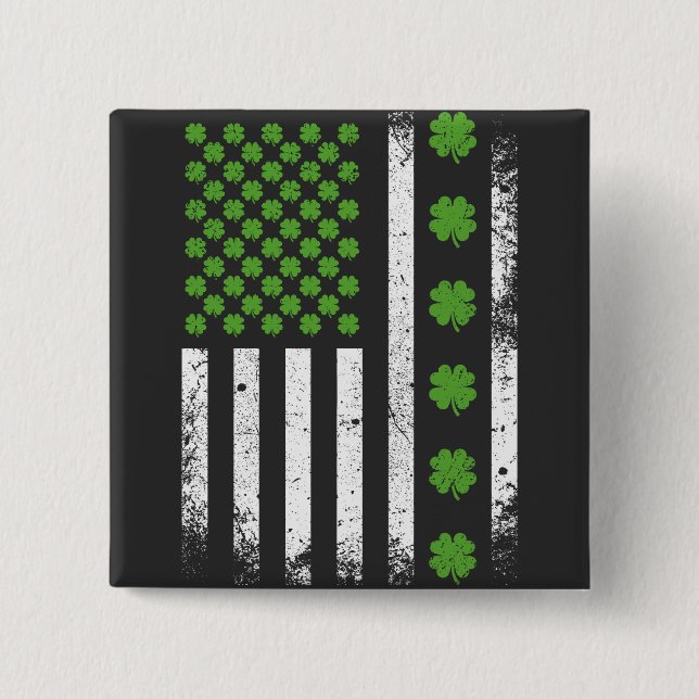 US American flag with shamrocks Square 2 Inch Square Button (Front)