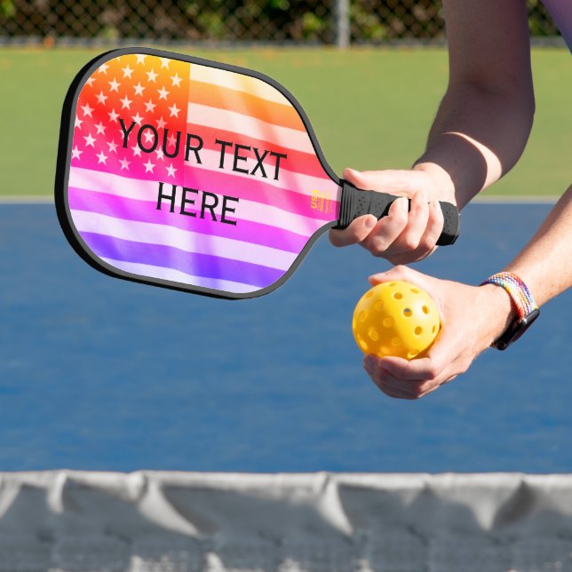 US American Flag Your Text Here Pickleball Paddle (Insitu)