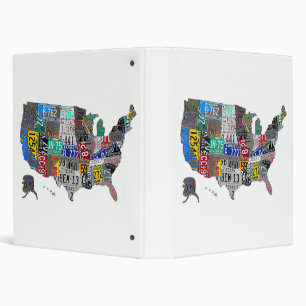 US American United States Map Flag License Plate A Binder